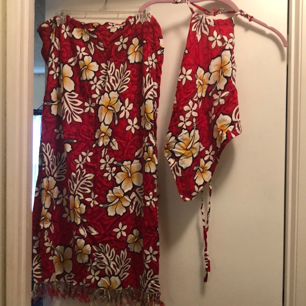 Vintage 80s Hawaii wrap skirt and top